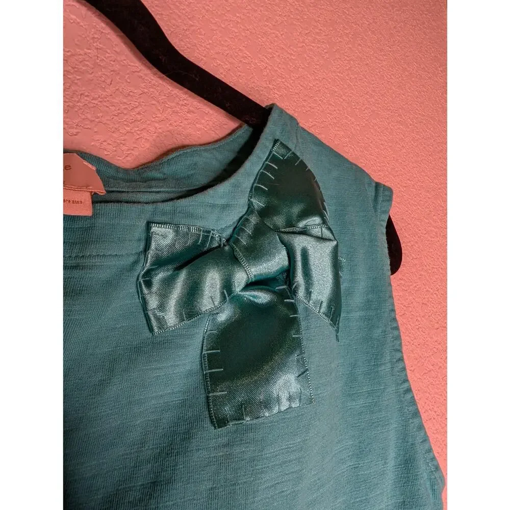 Kate Spade New York Short Ruffle Dress 14 Bow Preppy Babydoll Teal Designer Plus
